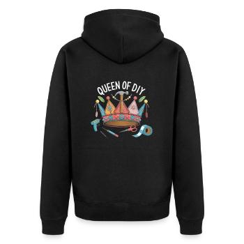 Cool Diy Königin Der Diy-basteleien - Unisex Premium Bio Zip Hoodie - Schwarz - Hinten - Nico (187cm)