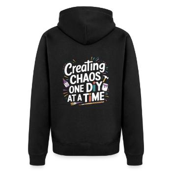 Cool Diy Königin Der Diy-basteleien - Unisex Premium Bio Zip Hoodie - Schwarz - Hinten - Nico (187cm)