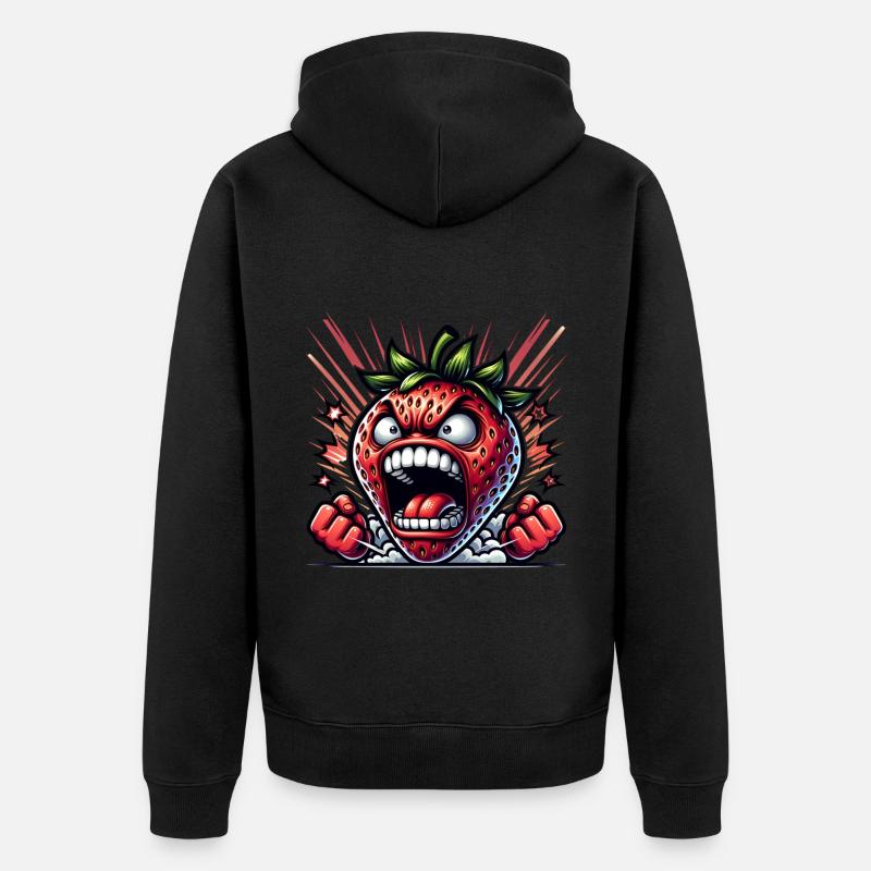 Fraise en colère bande dessinée - Veste à capuche bio Premium Unisexe - noir