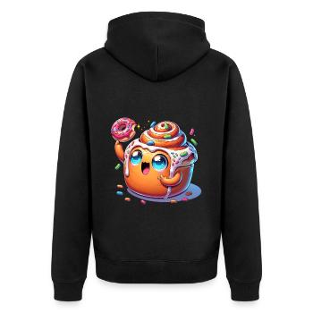 Joyeux petit pain à la cannelle avec beignet - Veste à capuche bio Premium Unisexe - noir - Dos - Nico (187cm)