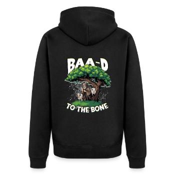 Schafhirte Schäferei Schafe Baa-d to the Bone - Unisex Premium Bio Zip Hoodie - Schwarz - Hinten - Nico (187cm)