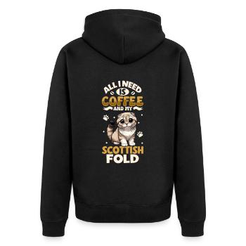 Le café et mon chat écossais à oreilles repliées - Veste à capuche bio Premium Unisexe - noir - Dos - Nico (187cm)
