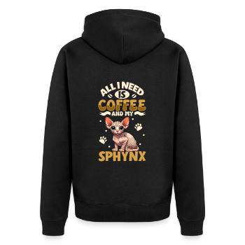 Le café et mon Sphynx - Veste à capuche bio Premium Unisexe - noir - Dos - Nico (187cm)