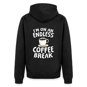 Rente Ruhestand I'm On An Endless Coffee Break - Unisex Premium Bio Zip Hoodie - Schwarz - Hinten - Nico (187cm)