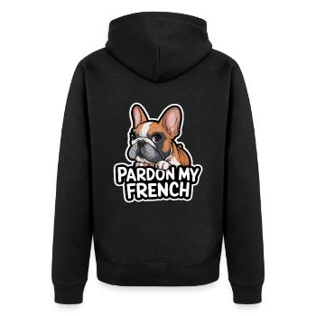 für einen Hundebesitzer Frenchie - Unisex Premium Bio Zip Hoodie - Schwarz - Hinten - Nico (187cm)