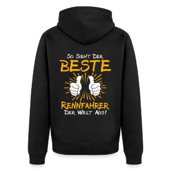 Idée cadeau pilote de course - Veste à capuche bio Premium Unisexe - noir - Dos - Nico (187cm)
