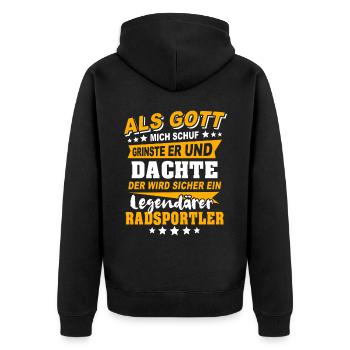 Radsportler Rennradfahren - Unisex Premium Bio Zip Hoodie - Schwarz - Hinten - Nico (187cm)