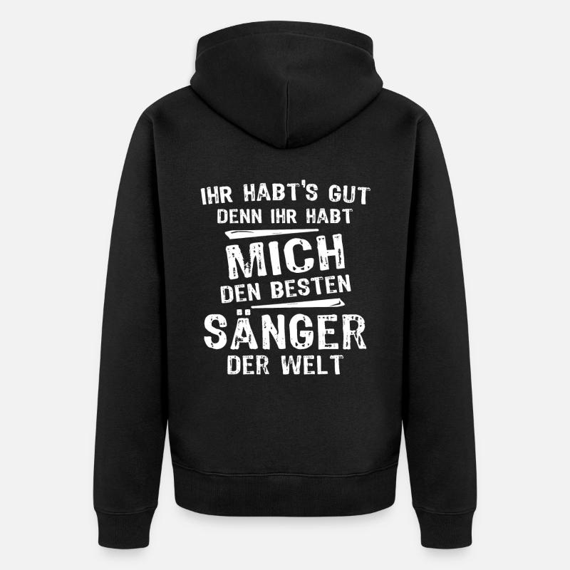 Sänger - Unisex Premium Bio Zip Hoodie - Schwarz