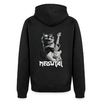 Cool Cat Guitar Rock Band Music - Unisex Premium Organic Zip Hoodie - black - Back - Nico (187cm)
