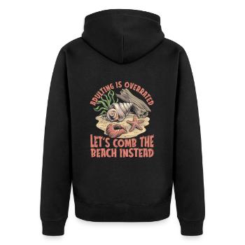 Strandkämmen - Unisex Premium Bio Zip Hoodie - Schwarz - Hinten - Nico (187cm)