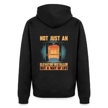 Elevator Installer - Unisex Premium Organic Zip Hoodie - black - Back - Nico (187cm)