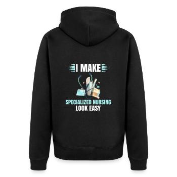 Specialist nurse - Unisex Premium Organic Zip Hoodie - black - Back - Nico (187cm)