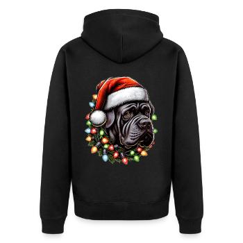 Cane Corso Hund Weihnachtsmütze Xmas - Unisex Premium Bio Zip Hoodie - Schwarz - Hinten - Nico (187cm)