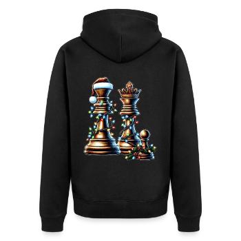 Schachspieler Weihnachtsmütze Xmas - Unisex Premium Bio Zip Hoodie - Schwarz - Hinten - Nico (187cm)