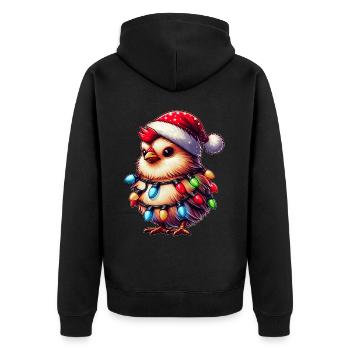 Niedliche Kawaii Huhn Bauernhof Landwirt Weihnacht - Unisex Premium Bio Zip Hoodie - Schwarz - Hinten - Nico (187cm)