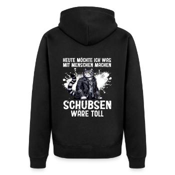 Today I want to push people cat - Unisex Premium Organic Zip Hoodie - black - Back - Nico (187cm)