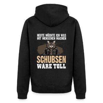 Today I want to push people cat - Unisex Premium Organic Zip Hoodie - black - Back - Nico (187cm)