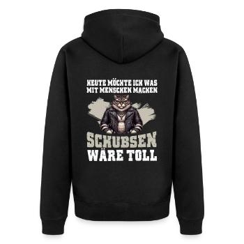 Today I want to push people cat - Unisex Premium Organic Zip Hoodie - black - Back - Nico (187cm)
