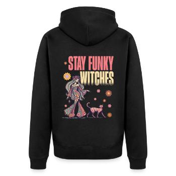 Hexen Liebhaber Design Lustiger Hexen Spruch - Unisex Premium Bio Zip Hoodie - Schwarz - Hinten - Nico (187cm)