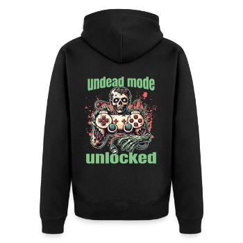 Zombie Gaming Controller: Untoter Modus - Unisex Premium Bio Zip Hoodie - Schwarz - Hinten - Nico (187cm)
