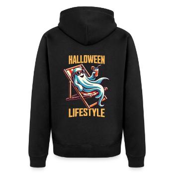 Fantôme de style de vie d’Halloween détendu - Veste à capuche bio Premium Unisexe - noir - Dos - Nico (187cm)