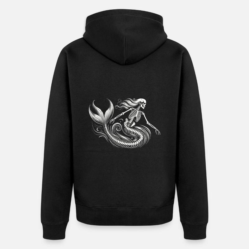 Squelette Sirène Art Mystique - Veste à capuche bio Premium Unisexe - noir