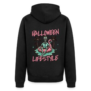 Halloween Lifestyle Cool Zombie Pool Party - Unisex Premium Organic Zip Hoodie - black - Back - Nico (187cm)