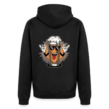 funny beer face design - Unisex Premium Bio Zip Hoodie - Schwarz - Hinten - Nico (187cm)