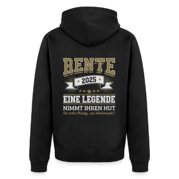 Rente 2025 - Eine Legende nimmt ihren Hut - Unisex Premium Bio Zip Hoodie - Schwarz - Hinten - Nico (187cm)