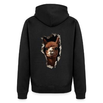 Funny Alpaca Alpaca Lover Cute Zoo Animals - Unisex Premium Organic Zip Hoodie - black - Back - Nico (187cm)