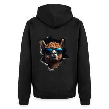 Funny Alpaca Alpaca Lover Cute Zoo Animals - Unisex Premium Organic Zip Hoodie - black - Back - Nico (187cm)