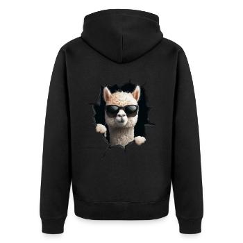Funny Alpaca Alpaca Lover Cute Zoo Animals - Unisex Premium Organic Zip Hoodie - black - Back - Nico (187cm)
