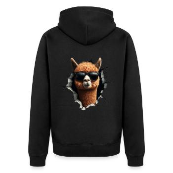 Funny Alpaca Alpaca Lover Cute Zoo Animals - Unisex Premium Organic Zip Hoodie - black - Back - Nico (187cm)