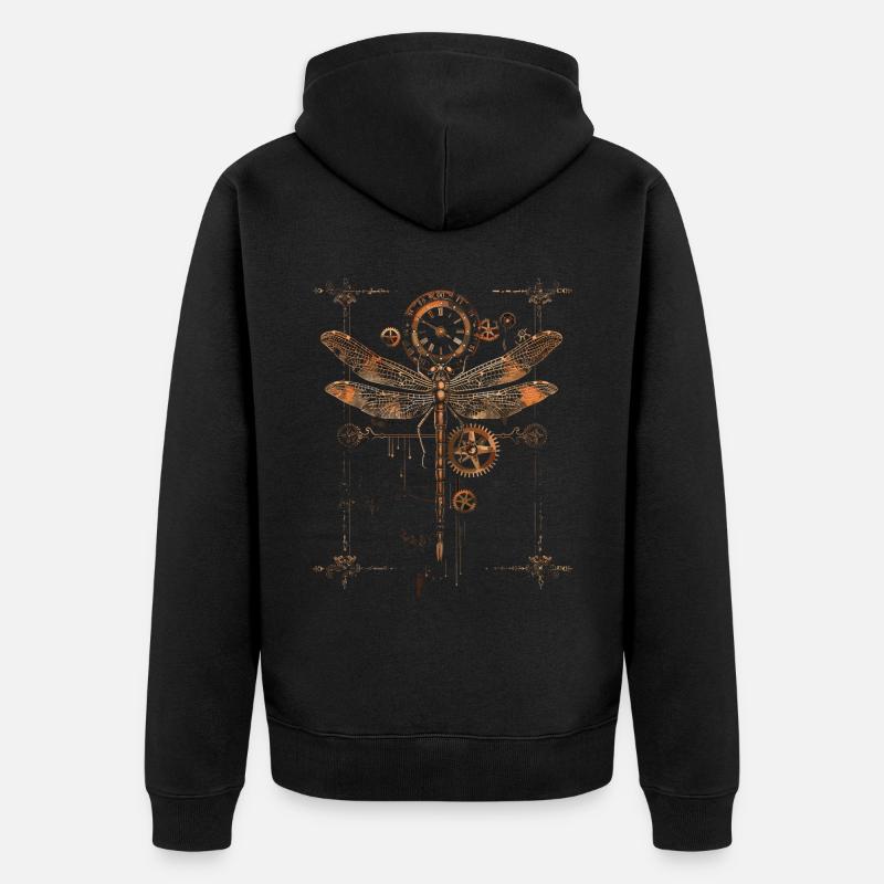 Libellule steampunk - Veste à capuche bio Premium Unisexe - noir