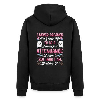 Attendance Secretary - Unisex Premium Organic Zip Hoodie - black - Back - Nico (187cm)