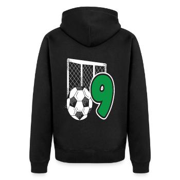 Fête d’anniversaire des enfants de football de 9 ans - Veste à capuche bio Premium Unisexe - noir - Dos - Nico (187cm)
