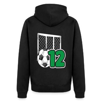 Fête d’anniversaire des enfants de football de 12 ans - Veste à capuche bio Premium Unisexe - noir - Dos - Nico (187cm)