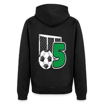 Fête d’anniversaire des enfants de football 5 ans - Veste à capuche bio Premium Unisexe - noir - Dos - Nico (187cm)