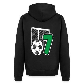 Fête d’anniversaire des enfants de football de 7 ans - Veste à capuche bio Premium Unisexe - noir - Dos - Nico (187cm)