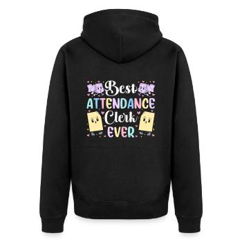 Attendance Secretary - Unisex Premium Organic Zip Hoodie - black - Back - Nico (187cm)