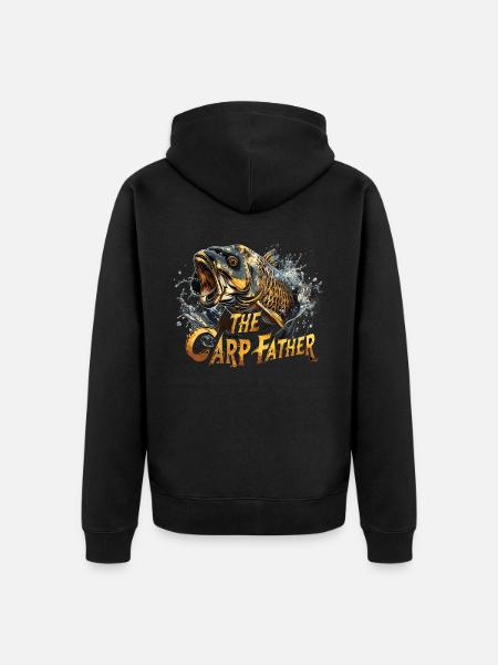 „the Carp Father“ Karpfenangeln - Unisex Premium Bio Zip Hoodie - Schwarz
