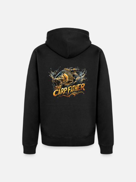 „the Carp Father“ Karpfenangeln - Unisex Premium Bio Zip Hoodie - Schwarz