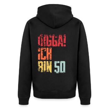 50. Geburtstag 50 Jahre Geschenk Spruch - Unisex Premium Bio Zip Hoodie - Schwarz - Hinten - Nico (187cm)