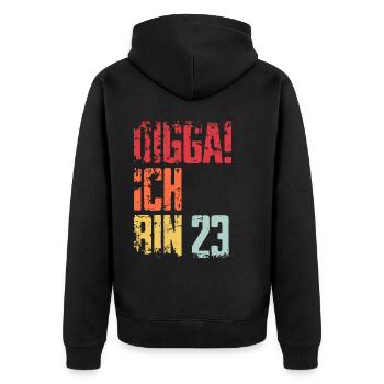 23. Geburtstag 23 Jahre Geschenk Spruch - Unisex Premium Bio Zip Hoodie - Schwarz - Hinten - Nico (187cm)