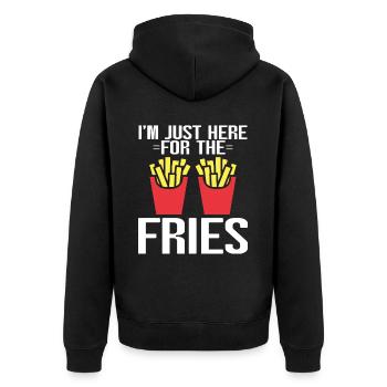 French Fries Food Pun Potato - Unisex Premium Bio Zip Hoodie - Schwarz - Hinten - Nico (187cm)