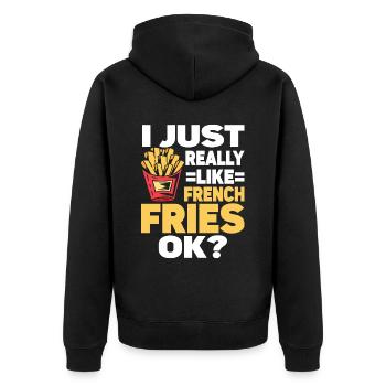 French Fries Food Pun Potato - Unisex Premium Bio Zip Hoodie - Schwarz - Hinten - Nico (187cm)