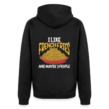 French Fries Food Pun Potato - Unisex Premium Bio Zip Hoodie - Schwarz - Hinten - Nico (187cm)