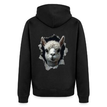 Funny Alpaca Alpaca Lover Cute Zoo Animals - Unisex Premium Organic Zip Hoodie - black - Back - Nico (187cm)