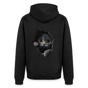 Funny Cats Cat Owner Cute Cat Pet - Unisex Premium Organic Zip Hoodie - black - Back - Nico (187cm)