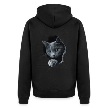 Funny Cats Cat Owner Cute Cat Pet - Unisex Premium Organic Zip Hoodie - black - Back - Nico (187cm)